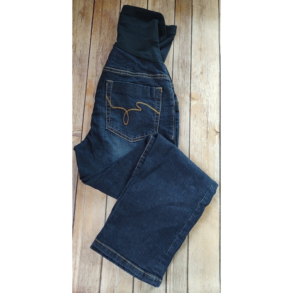 Indigo Blue Maternity Jeans Crop Women's Size Small Stretch Comfort Full Panel
